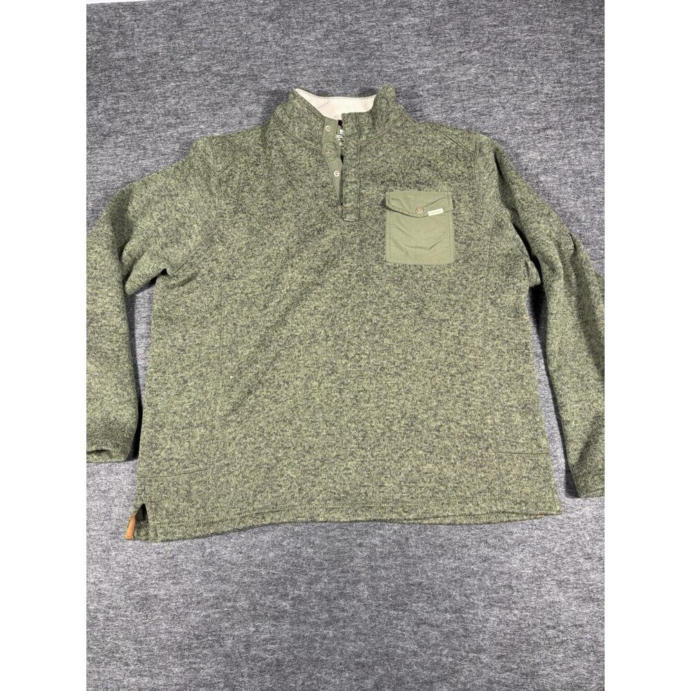 Woolrich Sweater Mens XL Green Snap Henley Mock Neck Pullover Sweatshirt